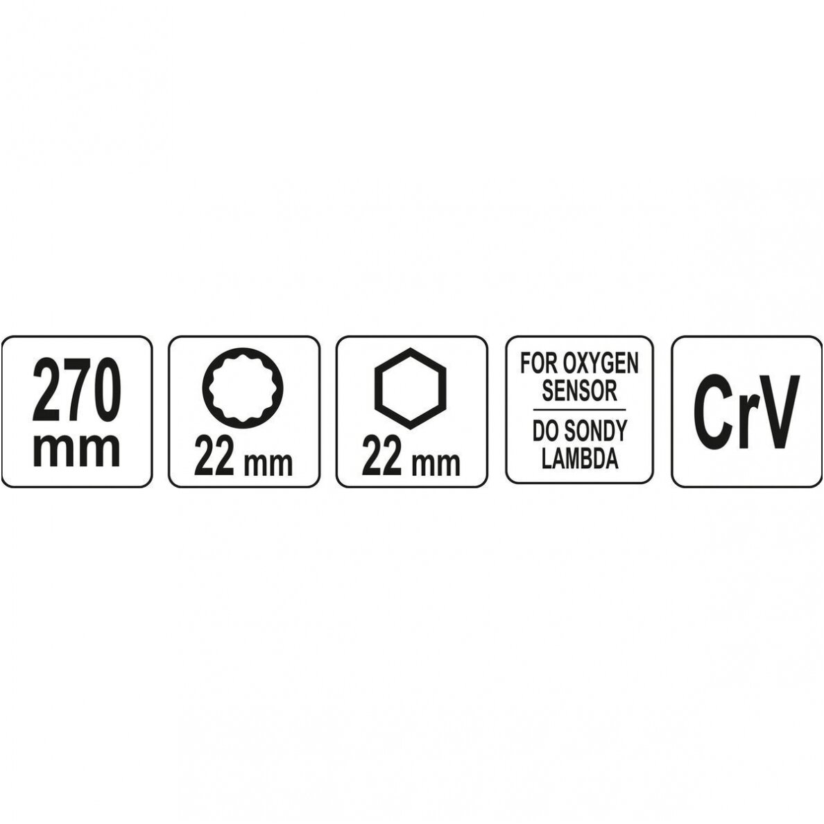 Raktas lambda zondui / deguonies davikliui dvipusis 22mm. 5 Raktas lambda zondui / deguonies davikliui dvipusis 22mm. 5