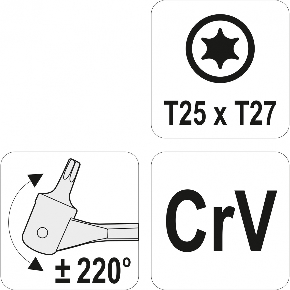 Raktas šarnyrinis dvipusis - T-Star (Torx) T25XT27 2 Raktas šarnyrinis dvipusis - T-Star (Torx) T25XT27 2