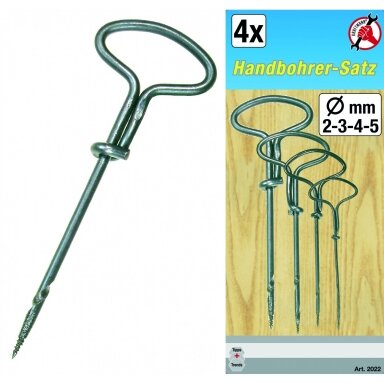 Rankinių grąžtų rinkinys medžiui, 2-5mm Rankinių grąžtų rinkinys medžiui, 2-5mm