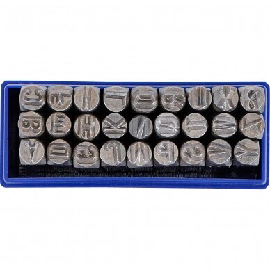 Raidžių išmušėjų rinkinys nuo A iki Z, 6mm. 1 Raidžių išmušėjų rinkinys nuo A iki Z, 6mm. 1