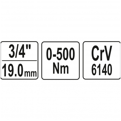 Raktas dinamometrinis švytuoklinis 3/4", 0-500 Nm 2 Raktas dinamometrinis švytuoklinis 3/4", 0-500 Nm 2