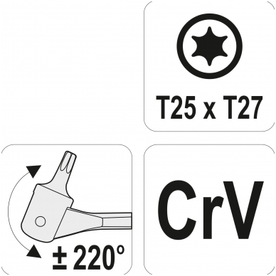 Raktas šarnyrinis dvipusis - T-Star (Torx) T25XT27 2 Raktas šarnyrinis dvipusis - T-Star (Torx) T25XT27 2