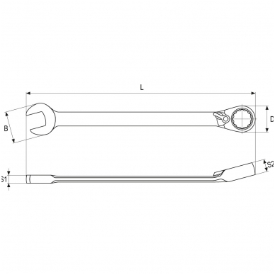 Raktas su terkšle reversinis 13 mm 1 Raktas su terkšle reversinis 13 mm 1