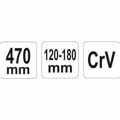 Raktas užmetamas su varžtu Cr-V, 120-180mm. 2 Raktas užmetamas su varžtu Cr-V, 120-180mm. 2