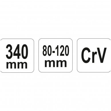 Raktas užmetamas su varžtu Cr-V, 80-120mm. 2 Raktas užmetamas su varžtu Cr-V, 80-120mm. 2