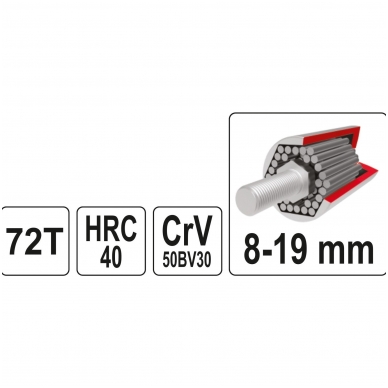 Rankena galvutėms terkšlinė - universali - 8-19mm. 1 Rankena galvutėms terkšlinė - universali - 8-19mm. 1
