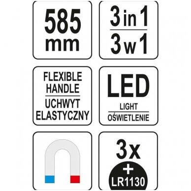 Rankena lanksti, griebtuvas / magnetas / lemputė 500mm. 5 Rankena lanksti, griebtuvas / magnetas / lemputė 500mm. 5