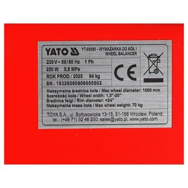 Ratų balansavimo staklės 250 W 10–24" ratlankiams automatinis balansavimas ±1 g tikslumas 11 Ratų balansavimo staklės 250 W 10–24" ratlankiams automatinis balansavimas ±1 g tikslumas 11