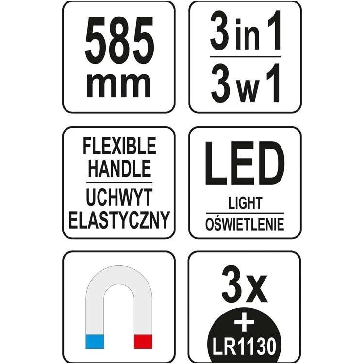 Rankena lanksti, griebtuvas / magnetas / lemputė 500mm. 5 Rankena lanksti, griebtuvas / magnetas / lemputė 500mm. 5