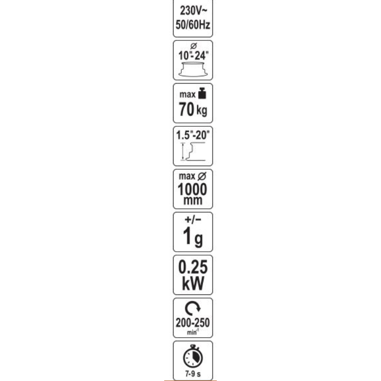 Ratų balansavimo staklės 250 W  10–24" ratlankiams automatinis balansavimas ±1 g tikslumas 14