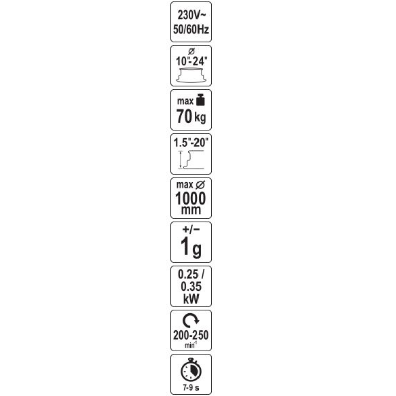 Ratų balansavimo staklės su lazeriu 250 W 10–24" automatinis A/D matavimas ±1 g tikslumas 15 Ratų balansavimo staklės su lazeriu 250 W 10–24" automatinis A/D matavimas ±1 g tikslumas 15