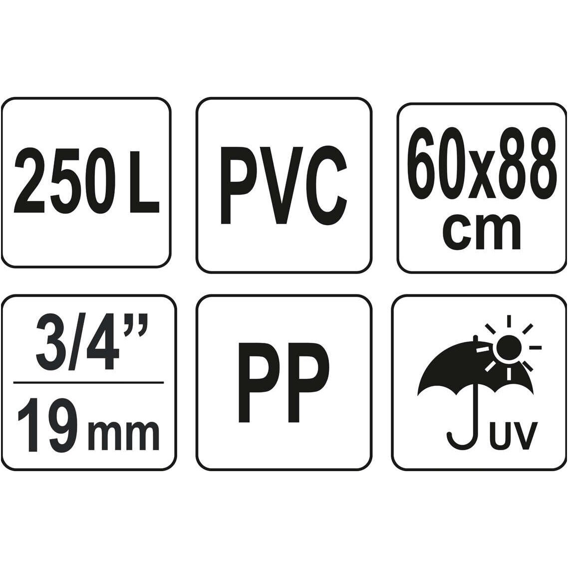 Rezervuaras lietaus vandeniui rinkti PVC 250 litrų 6 Rezervuaras lietaus vandeniui rinkti PVC 250 litrų 6