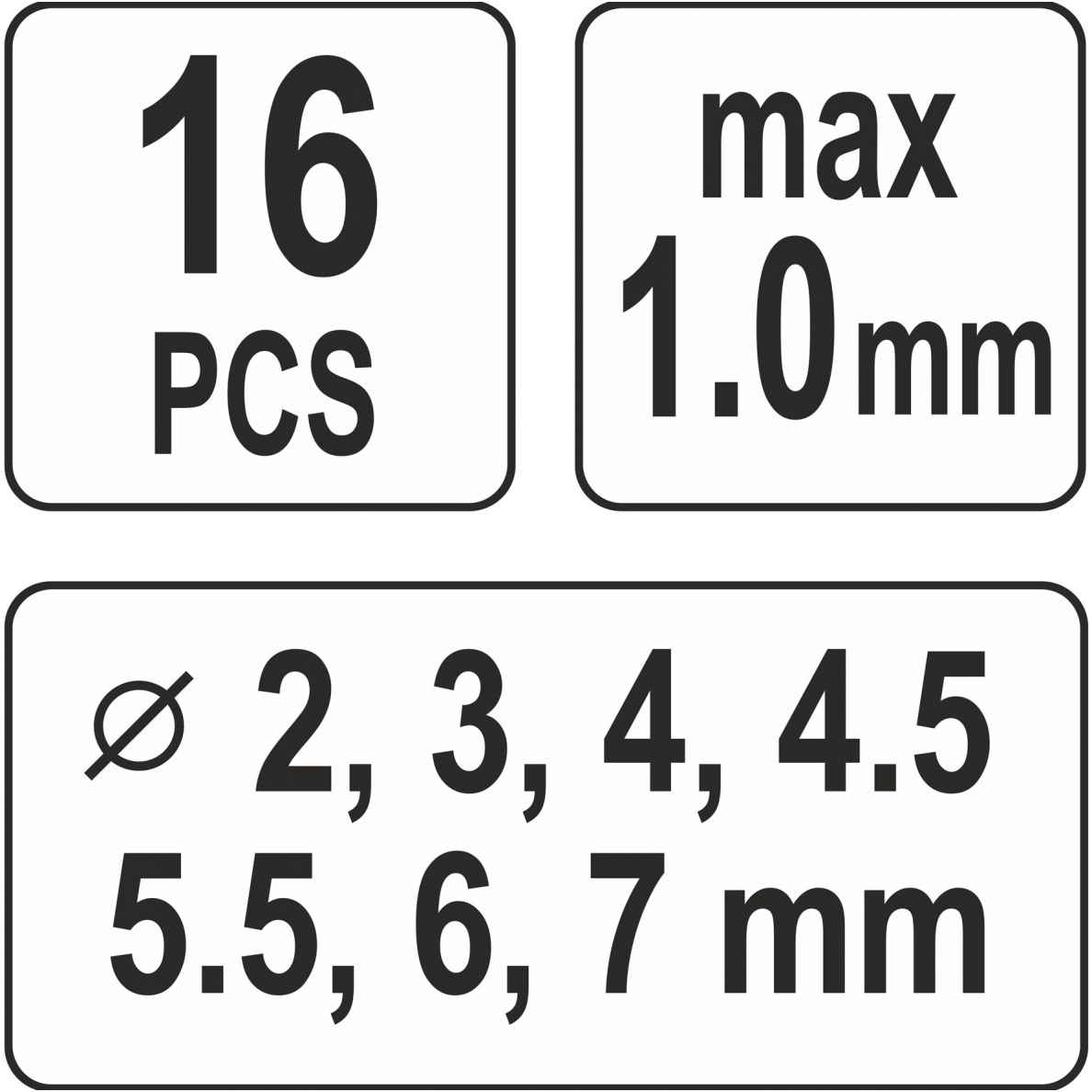 Replės skylių darymui metale - 7 dydžiai - 16 vnt. 3 Replės skylių darymui metale - 7 dydžiai - 16 vnt. 3