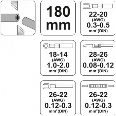 Replės 180mm. 3 rūšių antgaliams YT-2255 3