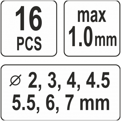 Replės skylių darymui metale - 7 dydžiai - 16 vnt. 3 Replės skylių darymui metale - 7 dydžiai - 16 vnt. 3