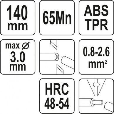 Replės šoninės su vielos valymo funkcijomis 140mm. 0.8-2.6mm² 3 Replės šoninės su vielos valymo funkcijomis 140mm. 0.8-2.6mm² 3