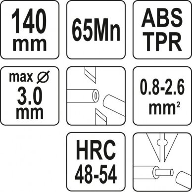 Replės šoninės su vielos valymo funkcijomis 140mm. 0.8-2.6mm² 3