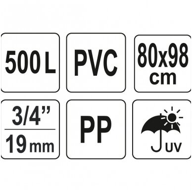 Rezervuaras lietaus vandeniui rinkti PVC 500 litrų 5 Rezervuaras lietaus vandeniui rinkti PVC 500 litrų 5