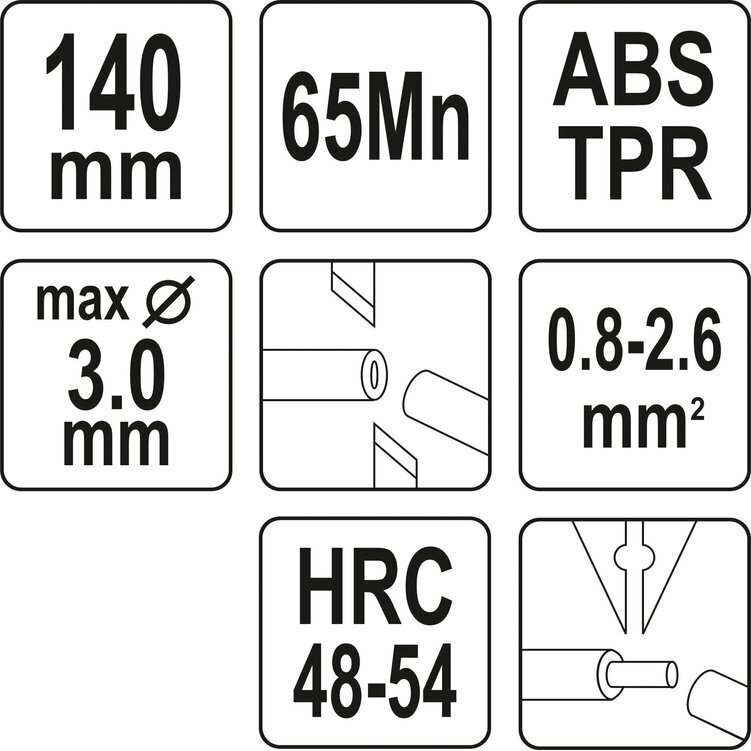 Replės šoninės su vielos valymo funkcijomis 140mm. 0.8-2.6mm² 3 Replės šoninės su vielos valymo funkcijomis 140mm. 0.8-2.6mm² 3