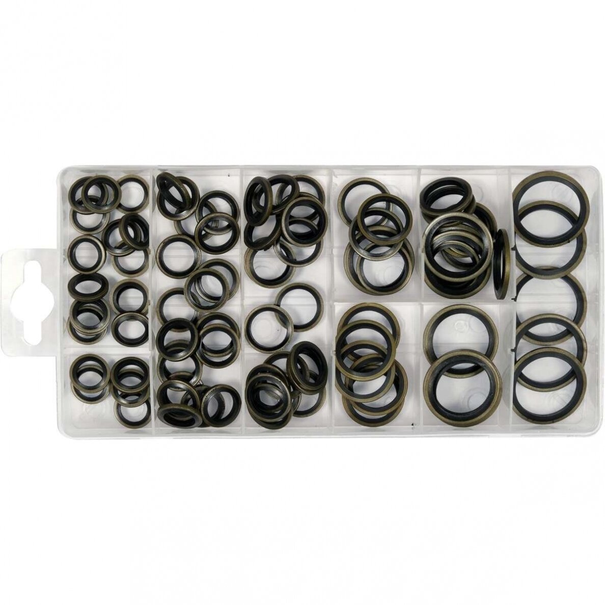 Sandarinimo žiedų asortimentas metalas / guma NBR 70 90vnt. 1 Sandarinimo žiedų asortimentas metalas / guma NBR 70 90vnt. 1