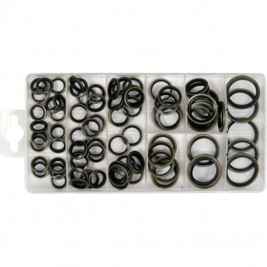 Sandarinimo žiedų asortimentas metalas / guma NBR 70 90vnt. 1 Sandarinimo žiedų asortimentas metalas / guma NBR 70 90vnt. 1