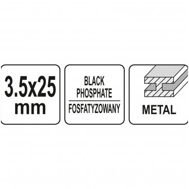 Savisriegiai į metalą fosfatuoti ant juostelės 3,5 x 25mm. 1000vnt. 2