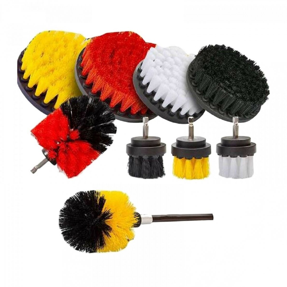 Šepečių rinkinys su Hex (1/4") galu Nailonas 10vnt. Šepečių rinkinys su Hex (1/4") galu Nailonas 10vnt.