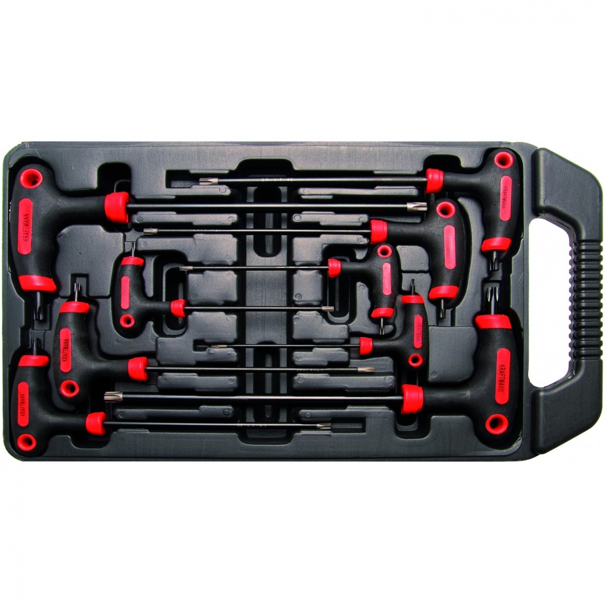 T-rankenėlių atsuktuvų rinkinys T-Star su skyle (Torx) T10-T50 9vnt. 2 T-rankenėlių atsuktuvų rinkinys T-Star su skyle (Torx) T10-T50 9vnt. 2