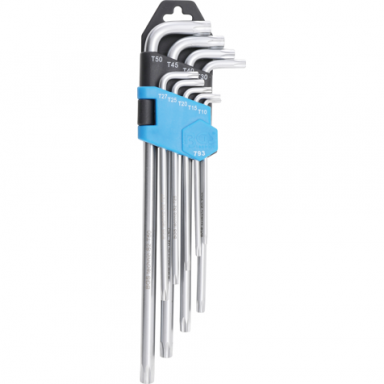 Šešiakampių raktų komplektas TORX 9vnt, CR-V,T10-50 Šešiakampių raktų komplektas TORX 9vnt, CR-V,T10-50