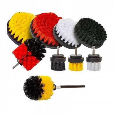 Šepečių rinkinys su Hex (1/4") galu Nailonas 10vnt. Šepečių rinkinys su Hex (1/4") galu Nailonas 10vnt.