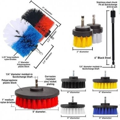 Šepečių rinkinys su Hex (1/4") galu Nailonas 10vnt. 2 Šepečių rinkinys su Hex (1/4") galu Nailonas 10vnt. 2