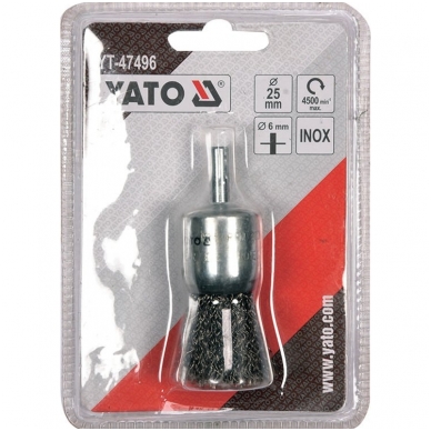 Šepetys teptuko tipo su kotu nerūdijantis plienas INOX - 25mm. 1 Šepetys teptuko tipo su kotu nerūdijantis plienas INOX - 25mm. 1