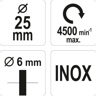 Šepetys teptuko tipo su kotu nerūdijantis plienas INOX - 25mm. 2 Šepetys teptuko tipo su kotu nerūdijantis plienas INOX - 25mm. 2