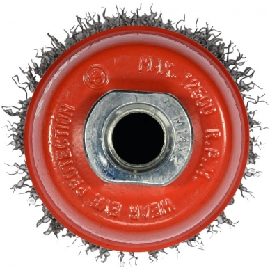 Šepetys vielinis puodo tipo nerūdijantis plienas INOX M14 - 65mm. 1 Šepetys vielinis puodo tipo nerūdijantis plienas INOX M14 - 65mm. 1