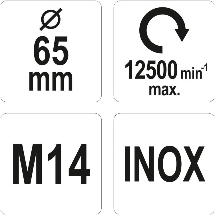 Šepetys vielinis puodo tipo nerūdijantis plienas INOX M14 - 65mm. 3 Šepetys vielinis puodo tipo nerūdijantis plienas INOX M14 - 65mm. 3