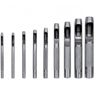 Skylių išmušėjų odoje ir kt. rinkinys 9vnt, 2,5-10mm 1 Skylių išmušėjų odoje ir kt. rinkinys 9vnt, 2,5-10mm 1