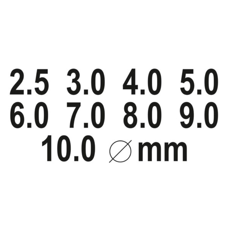 Skylių išmušėjų odoje ir kt. rinkinys 9vnt, 2,5-10mm 3 Skylių išmušėjų odoje ir kt. rinkinys 9vnt, 2,5-10mm 3