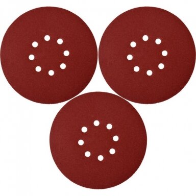 Šlifavimo popierius (velcro) apvalus su skylėm 180mm. P100 - 3vnt.