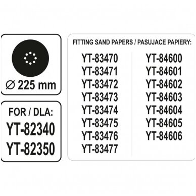 Šlifavimo padas, apvali šlifavimo galvutė,  tinka šlifuokliui YT-82350, YT-82340, 225mm. 1