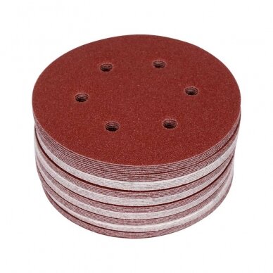 Šlifavimo popierius {velcro) 6 skylės 150mm. / P60 50vnt. Šlifavimo popierius {velcro) 6 skylės 150mm. / P60 50vnt.