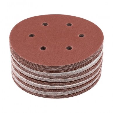 Šlifavimo popierius {velcro) 6 skylės 150mm. / P80 50vnt. Šlifavimo popierius {velcro) 6 skylės 150mm. / P80 50vnt.