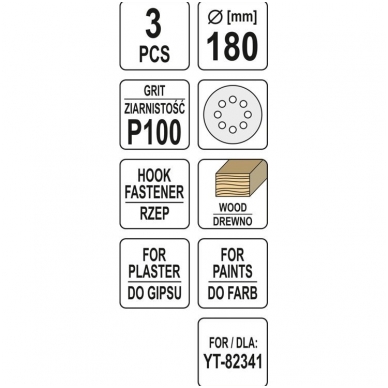 Šlifavimo popierius (velcro) apvalus su skylėm 180mm. P100 - 3vnt. 2 Šlifavimo popierius (velcro) apvalus su skylėm 180mm. P100 - 3vnt. 2