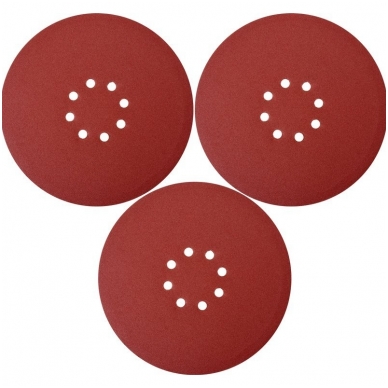 Šlifavimo popierius (velcro) apvalus su skylėm 225mm. P80 - 3 vnt. Šlifavimo popierius (velcro) apvalus su skylėm 225mm. P80 - 3 vnt.