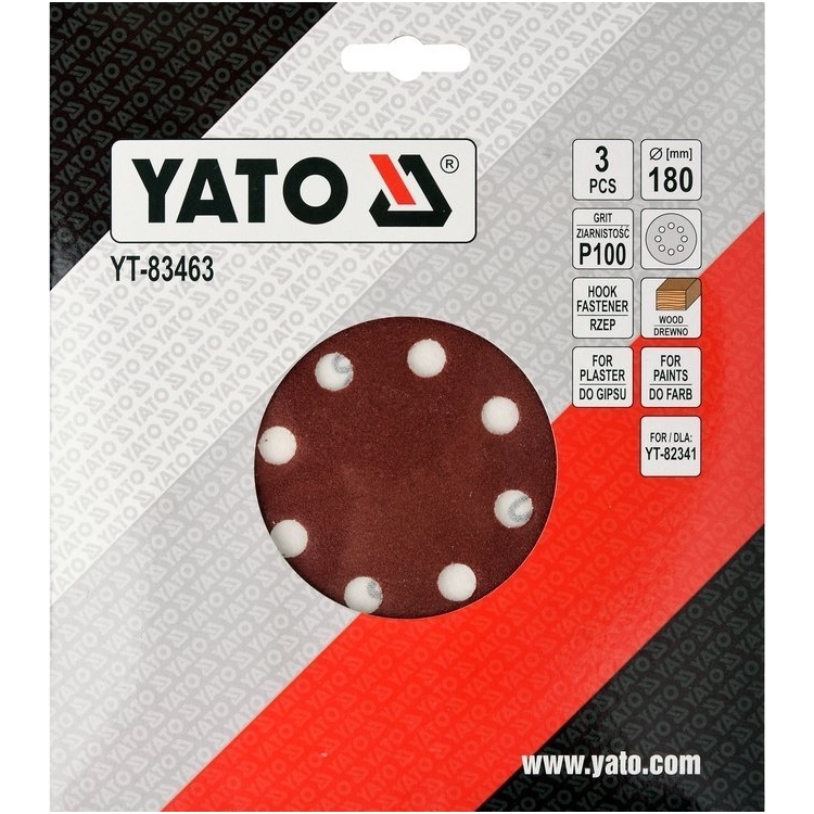 Šlifavimo popierius (velcro) apvalus su skylėm 180mm. P100 - 3vnt. 1