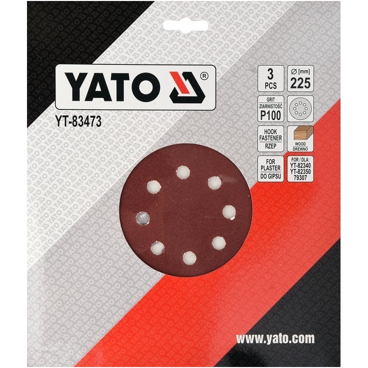 Šlifavimo popierius (velcro) apvalus su skylėm 225mm. P100 - 3 vnt. 1 Šlifavimo popierius (velcro) apvalus su skylėm 225mm. P100 - 3 vnt. 1