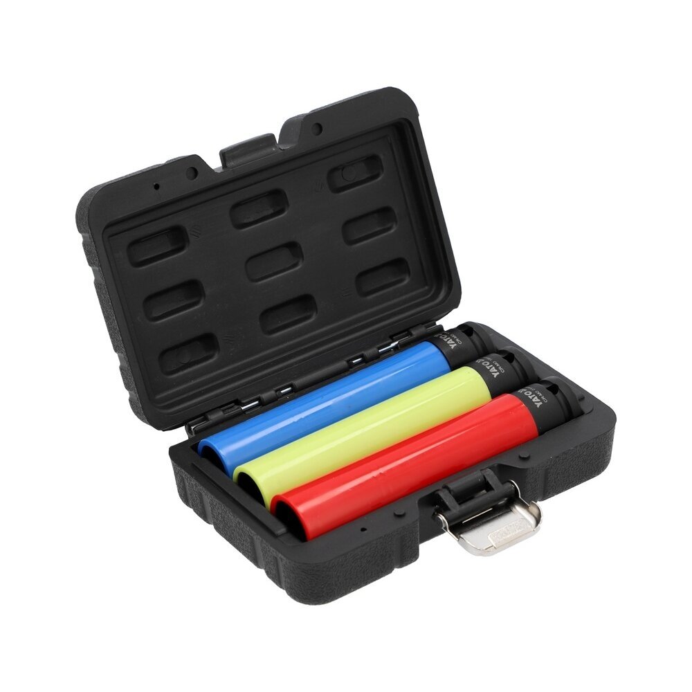 Smūginių ilgų galvučių rinkinys su apsaugom 12,5mm. (1/2") 150mm. 17/19/21mm. 3vnt. 1