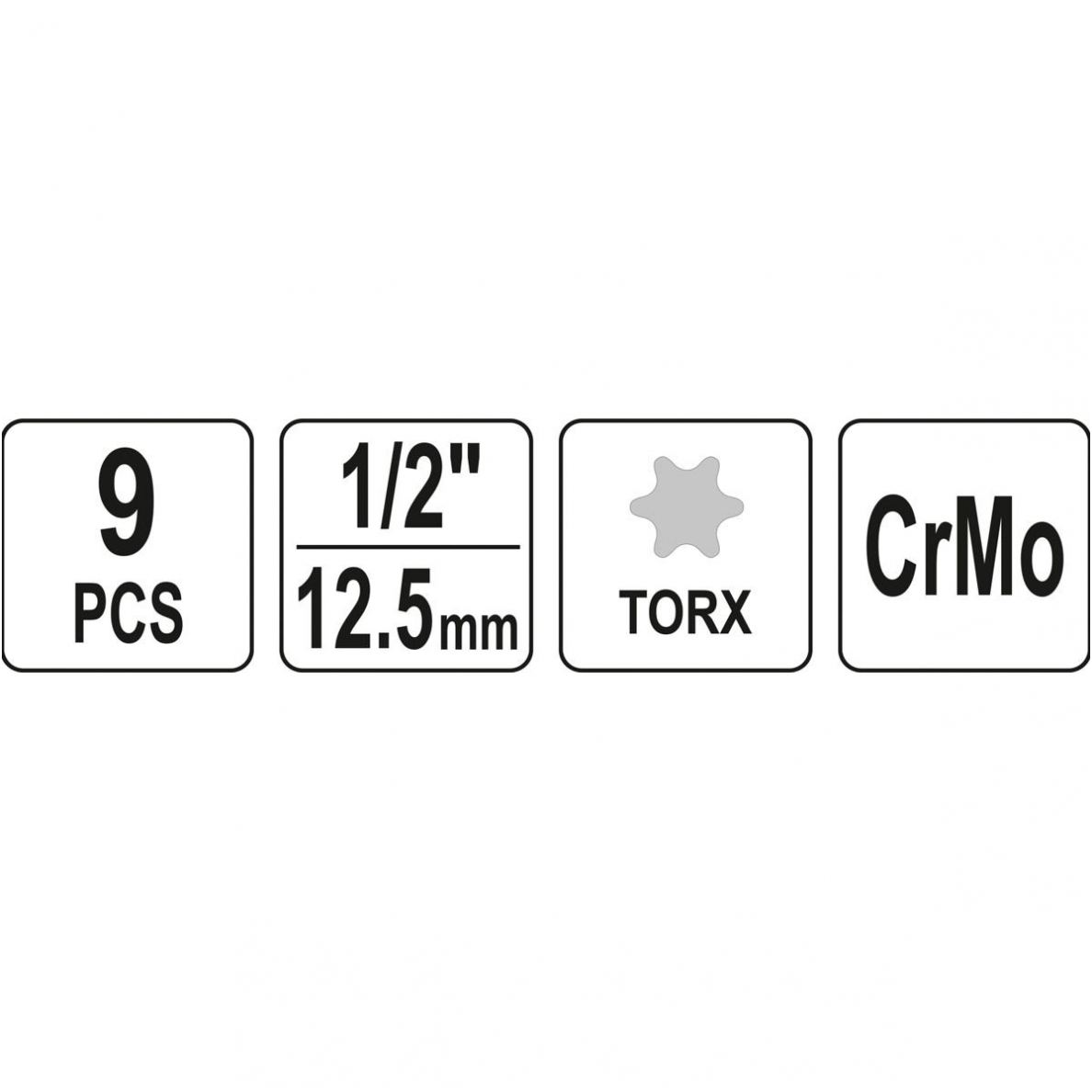 Smūginiai antgaliai (1/2") -T-Star (Torx) T20 - T70 - 9 vnt 4