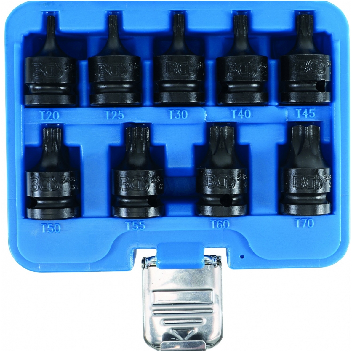Smūginių antgalių rinkinys 9 vnt, 1/2", T-star (Torx) T20 - T70