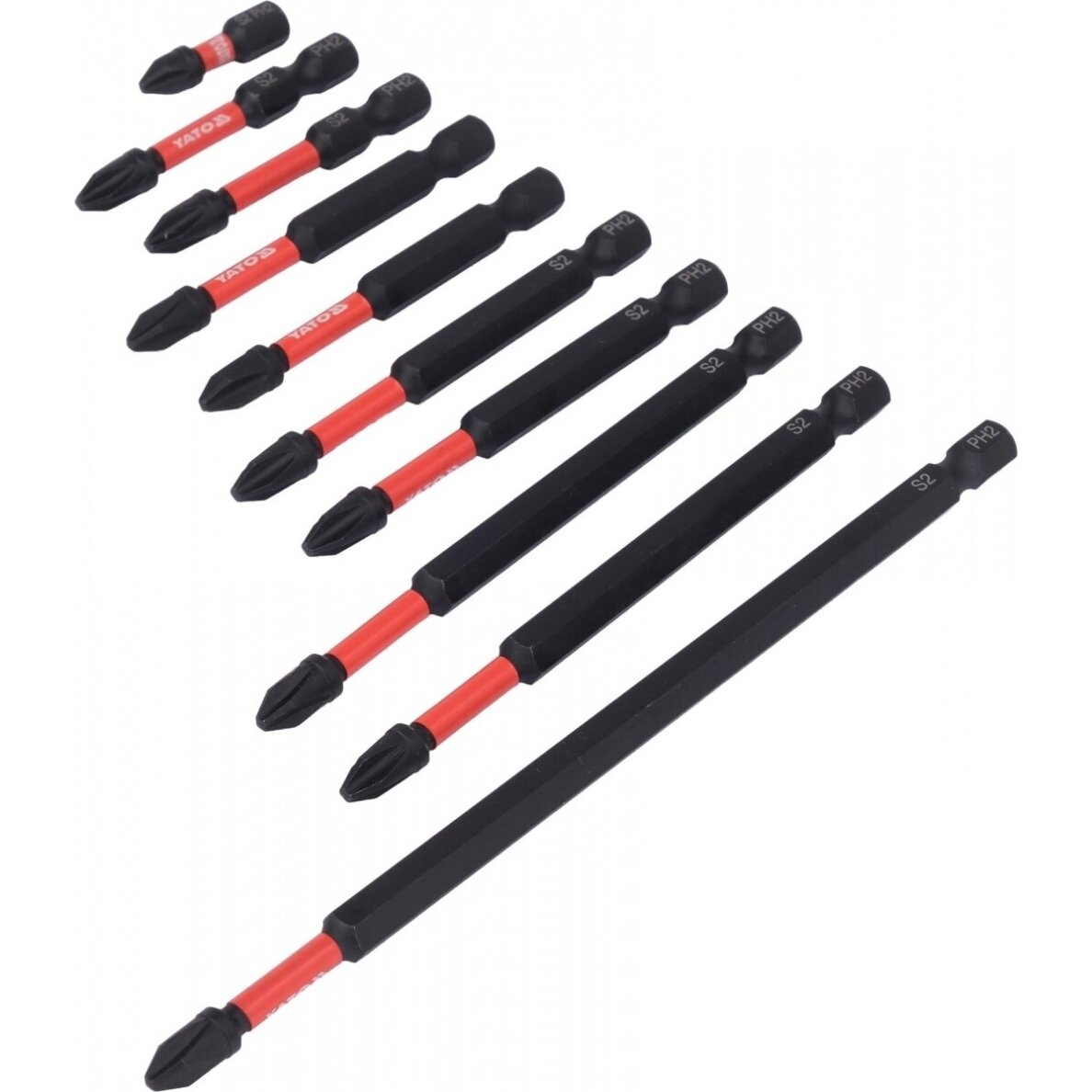 Smūginių antgaliukų komplektas 1/4" PH2 10 vnt. 1 Smūginių antgaliukų komplektas 1/4" PH2 10 vnt. 1