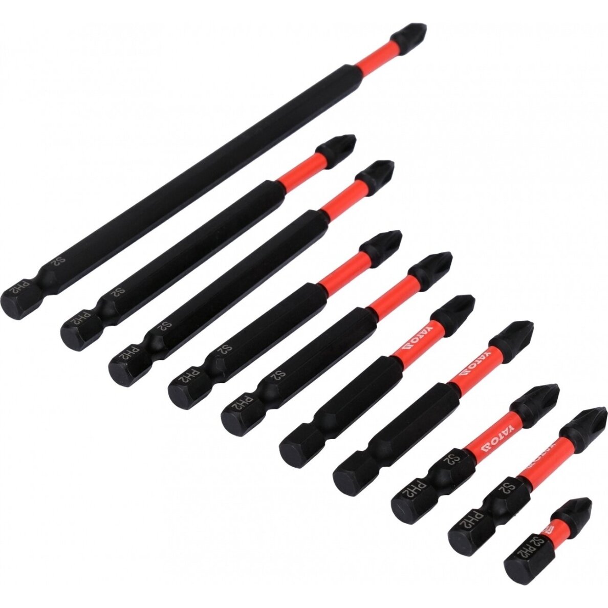 Smūginių antgaliukų komplektas 1/4" PH2 10 vnt. 3 Smūginių antgaliukų komplektas 1/4" PH2 10 vnt. 3
